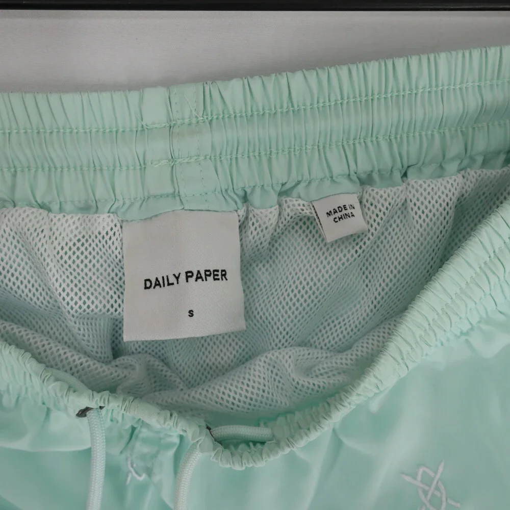 Daily Paper Reshield Swim Shorts Mens S Green Embroidered Drawstring Mesh